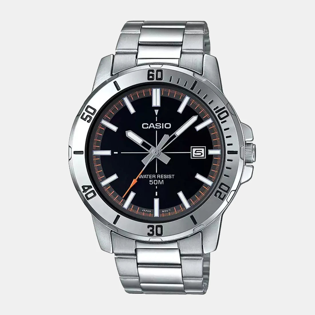 Casio Enticer Men Quartz Black Dial Analog Stainless Steel Watch A1734