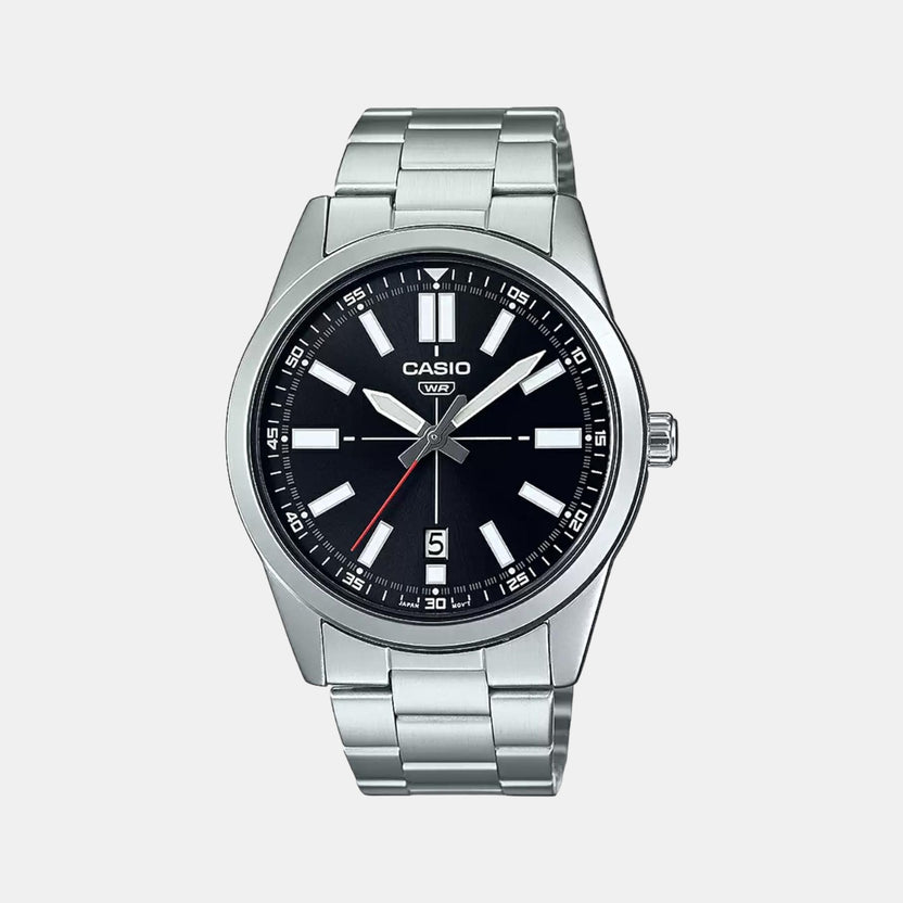 Enticer Men Quartz Black Dial Analog Stainless Steel Watch A1947