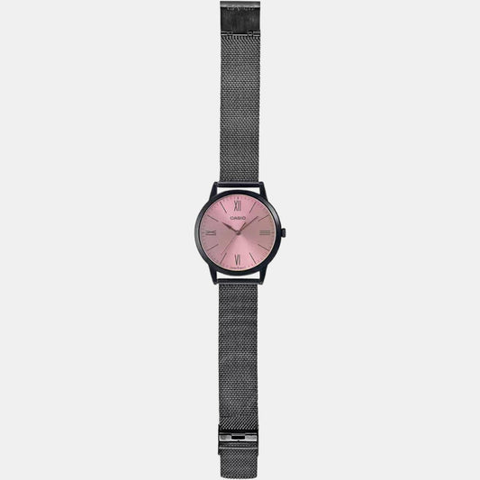 Enticer Men Quartz Pink Dial Analog Mesh Watch A2005