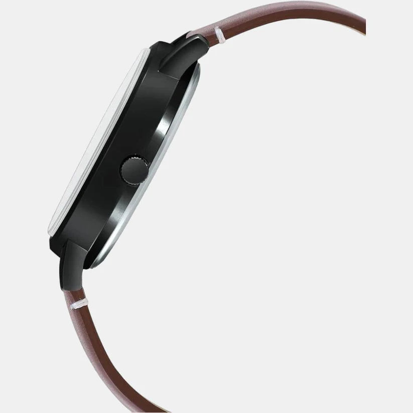 Casio Enticer Men Quartz Black Dial Chronograph Leather Watch A2062