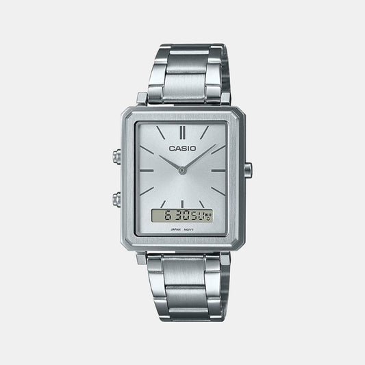 Enticer Men Quartz White Dial Analog-Digital Stainless Steel Watch A2084