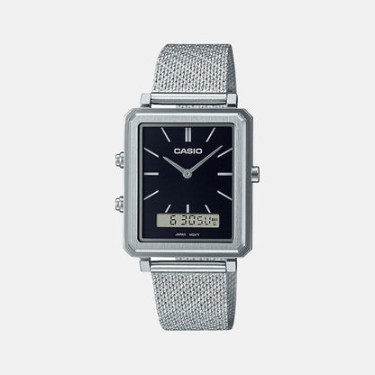 Enticer Men Quartz Black Dial Analog-Digital Mesh Watch A2085