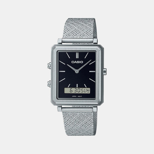 Enticer Men Quartz Black Dial Analog-Digital Mesh Watch A2085