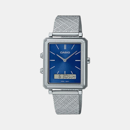 Enticer Men Quartz Blue Dial Analog-Digital Mesh Watch A2086