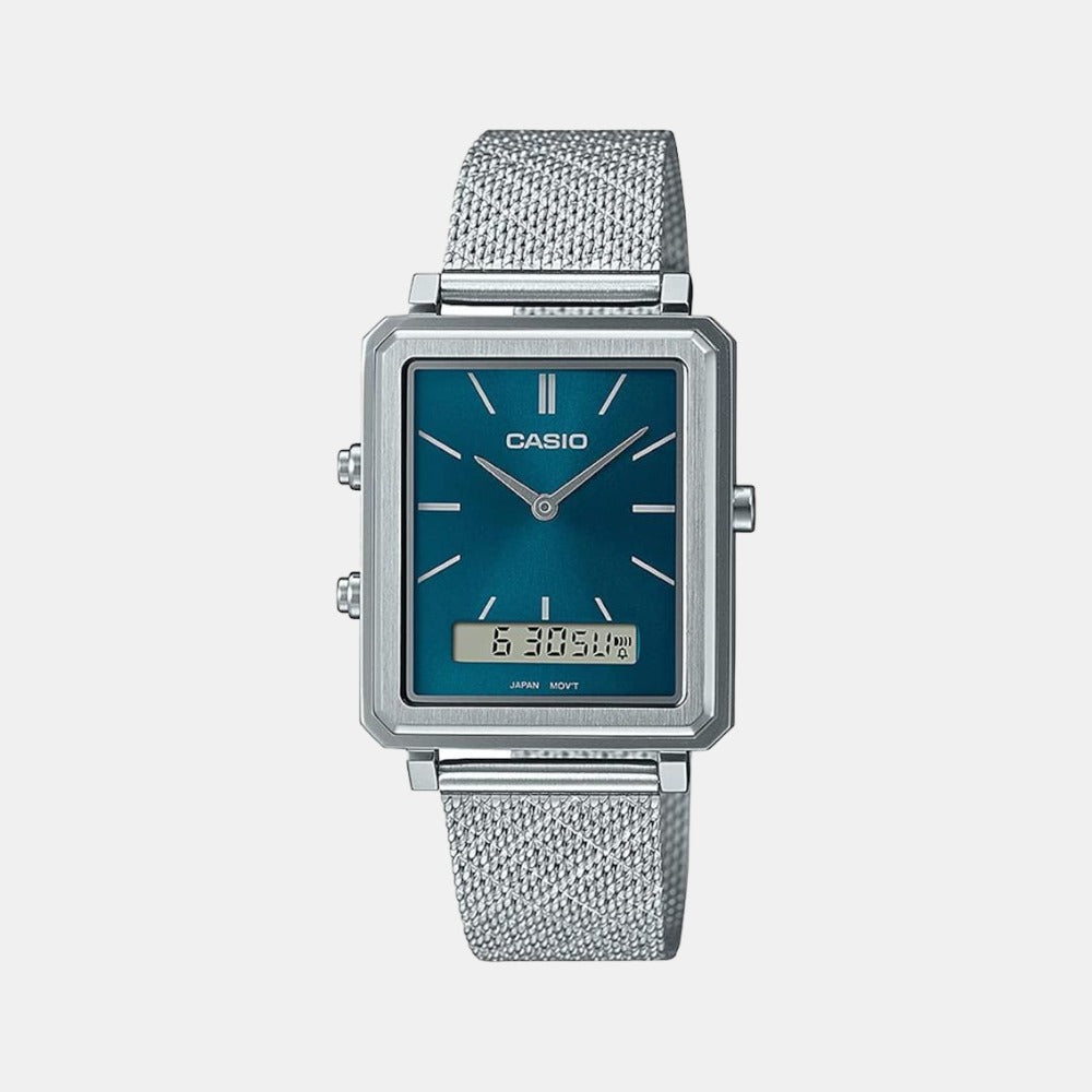 Enticer Men Quartz Blue Dial Analog-Digital Mesh Watch A2087