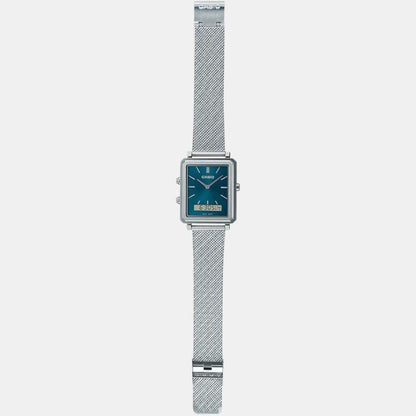 Enticer Men Quartz Blue Dial Analog-Digital Mesh Watch A2087
