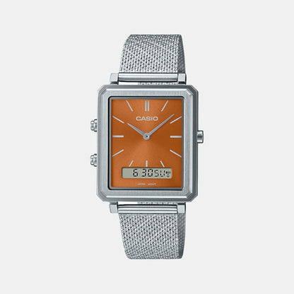 Enticer Men Quartz Brown Dial Analog-Digital Mesh Watch A2088