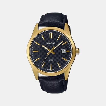 Enticer Men Quartz Black Dial Analog Leather Watch A2096