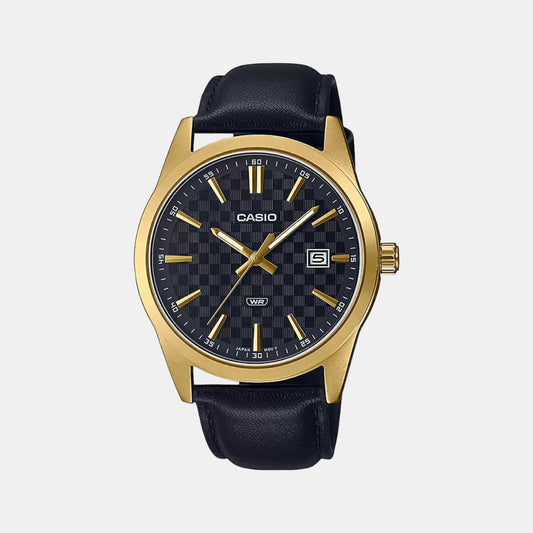 Enticer Men Quartz Black Dial Analog Leather Watch A2096