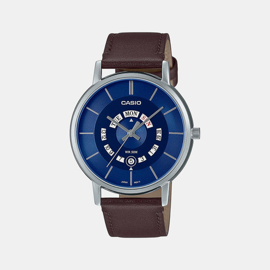 Enticer Men Quartz Blue Dial Analog Leather Watch A2136