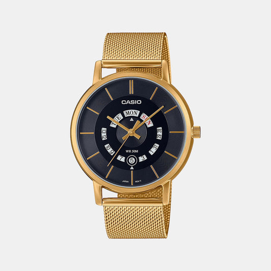 Enticer Men Quartz Black Dial Analog Mesh Watch A2137