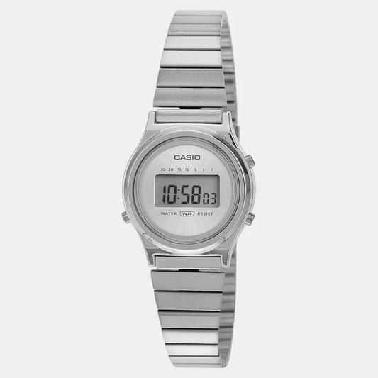 Casio Vintage Unisex Quartz Silver Dial Digital Stainless Steel Watch A2232