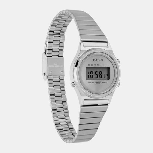 Casio Vintage Unisex Quartz Silver Dial Digital Stainless Steel Watch A2232