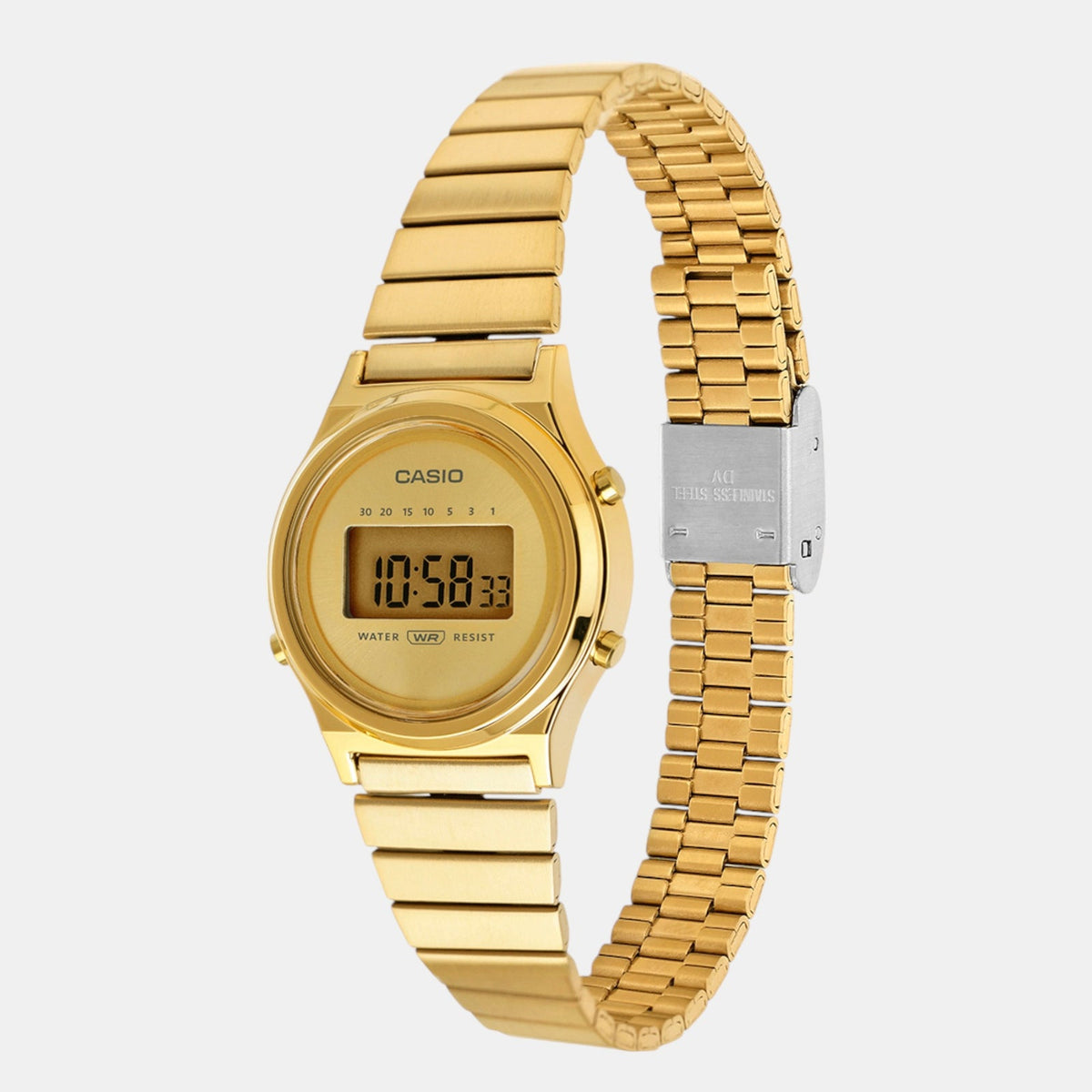 Vintage Women Quartz Gold Dial Digital Stainless Steel Watch A2233