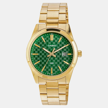 Casio Enticer Men Quartz Green Dial Analog Stainless Steel Watch A2246