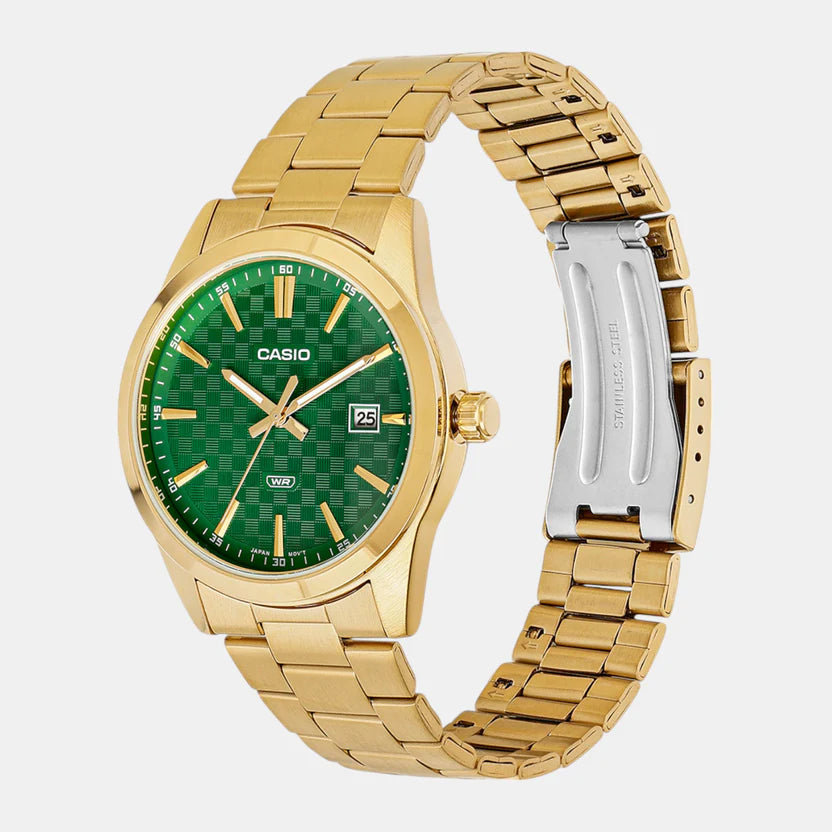 Casio Enticer Men Quartz Green Dial Analog Stainless Steel Watch A2246