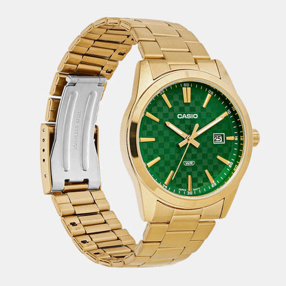 Casio Enticer Men Quartz Green Dial Analog Stainless Steel Watch A2246