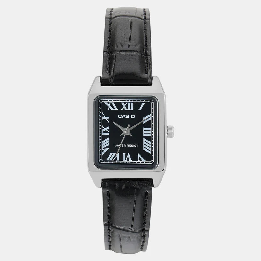 Casio Enticer Women Quartz Black Dial Analog Leather Watch A2286