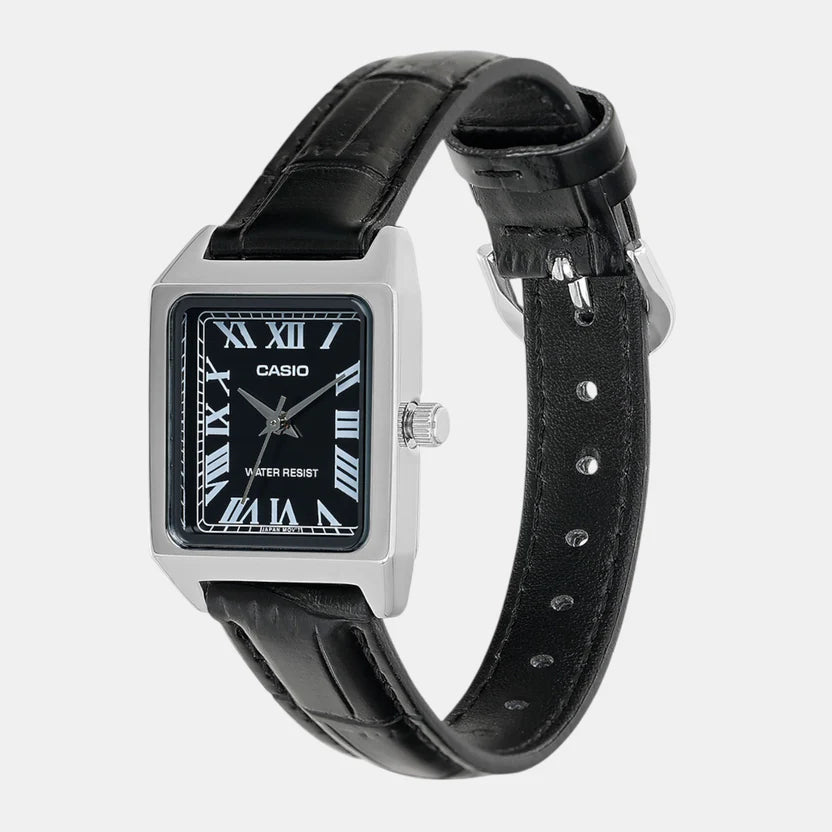 Casio Enticer Women Quartz Black Dial Analog Leather Watch A2286