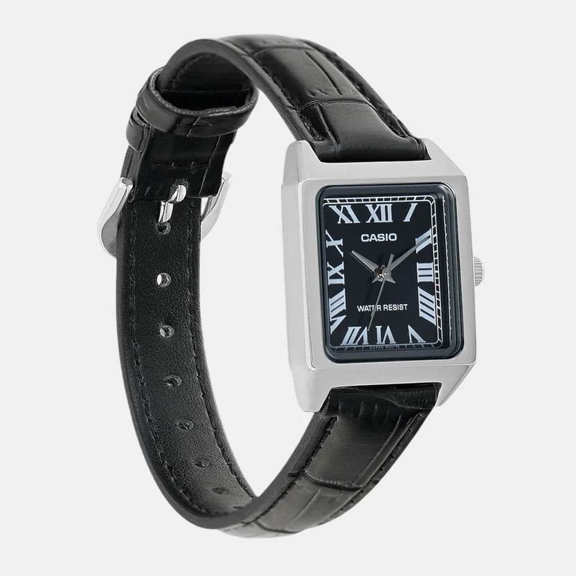 Casio Enticer Women Quartz Black Dial Analog Leather Watch A2286