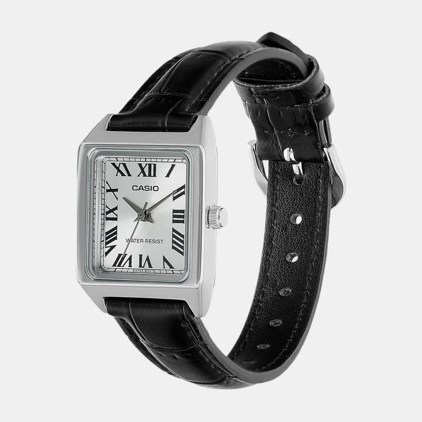 Casio Enticer Women Quartz Silver Dial Analog Leather Watch A2287