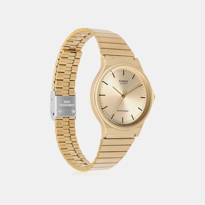 Youth Unisex Quartz Gold Dial Analog Stainless Steel Watch A2297