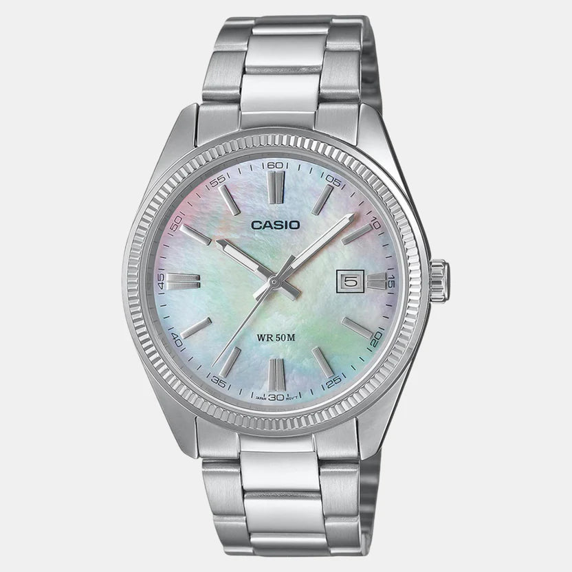 Casio Enticer Men Quartz White Dial Analog Stainless Steel Watch A2344