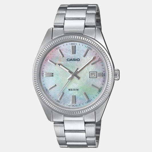 Casio Enticer Men Quartz White Dial Analog Stainless Steel Watch A2344