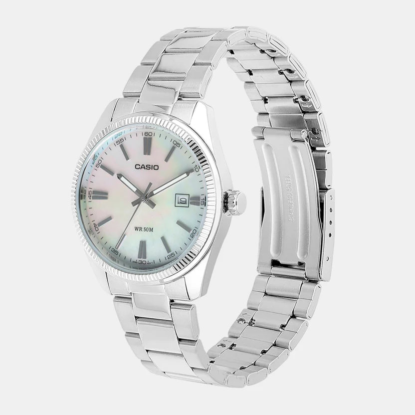 Casio Enticer Men Quartz White Dial Analog Stainless Steel Watch A2344