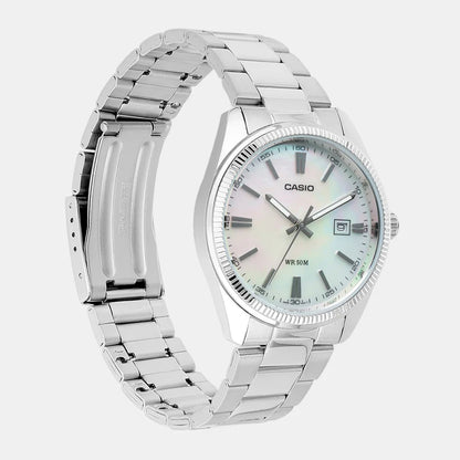 Casio Enticer Men Quartz White Dial Analog Stainless Steel Watch A2344