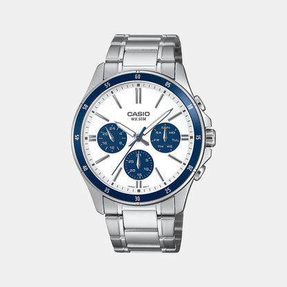 Enticer Men Quartz Blue Dial Multi-Function Stainless Steel Watch A2348