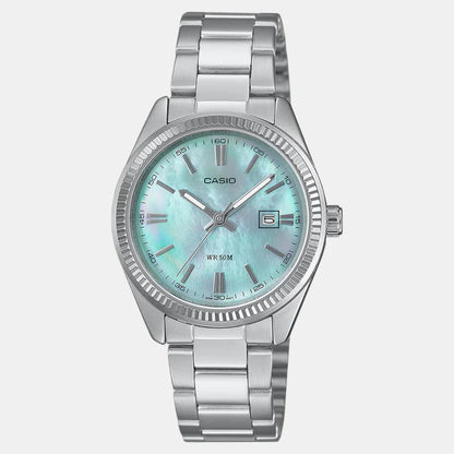 Casio Enticer Women Quartz Blue Dial Analog Stainless Steel Watch A2363