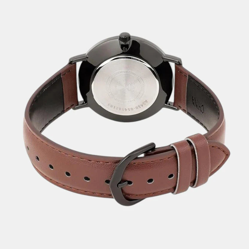 Casio Enticer Men Quartz White Dial Analog Leather Watch A2410