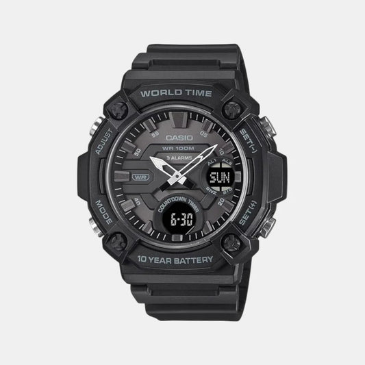 Casio Youth Men Quartz Black Dial Analog-Digital Resin Watch AD285