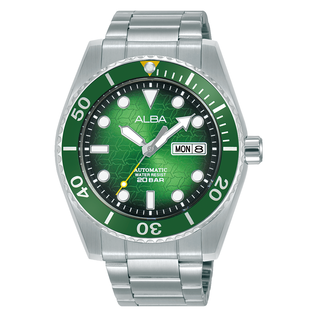 Alba AL4437X1 Green Dial with White Metal Strap Automatic Watch