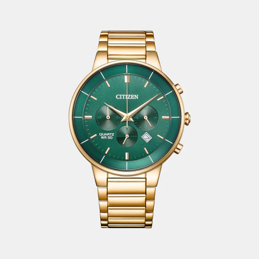 Citizen Men Quartz Green Dial Chronograph Stainless Steel Band Watch AN8223-54X
