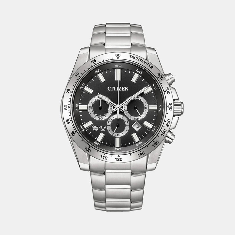 Citizen  Men Quartz Black Dial Chronograph Stainless Steel Watch AN8230-59E