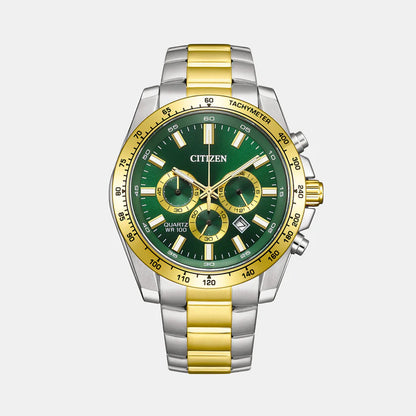 Citizen  Men Quartz Green Dial Chronograph Stainless Steel Watch AN8234-58X