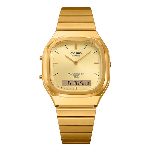 Casio Vintage AQ-240EG-9ADF Analog-Digital Gold Dial Unisex (D421)