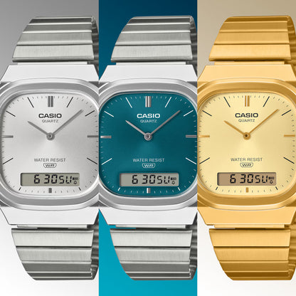 Casio Vintage AQ-240EG-9ADF Analog-Digital Gold Dial Unisex (D421)
