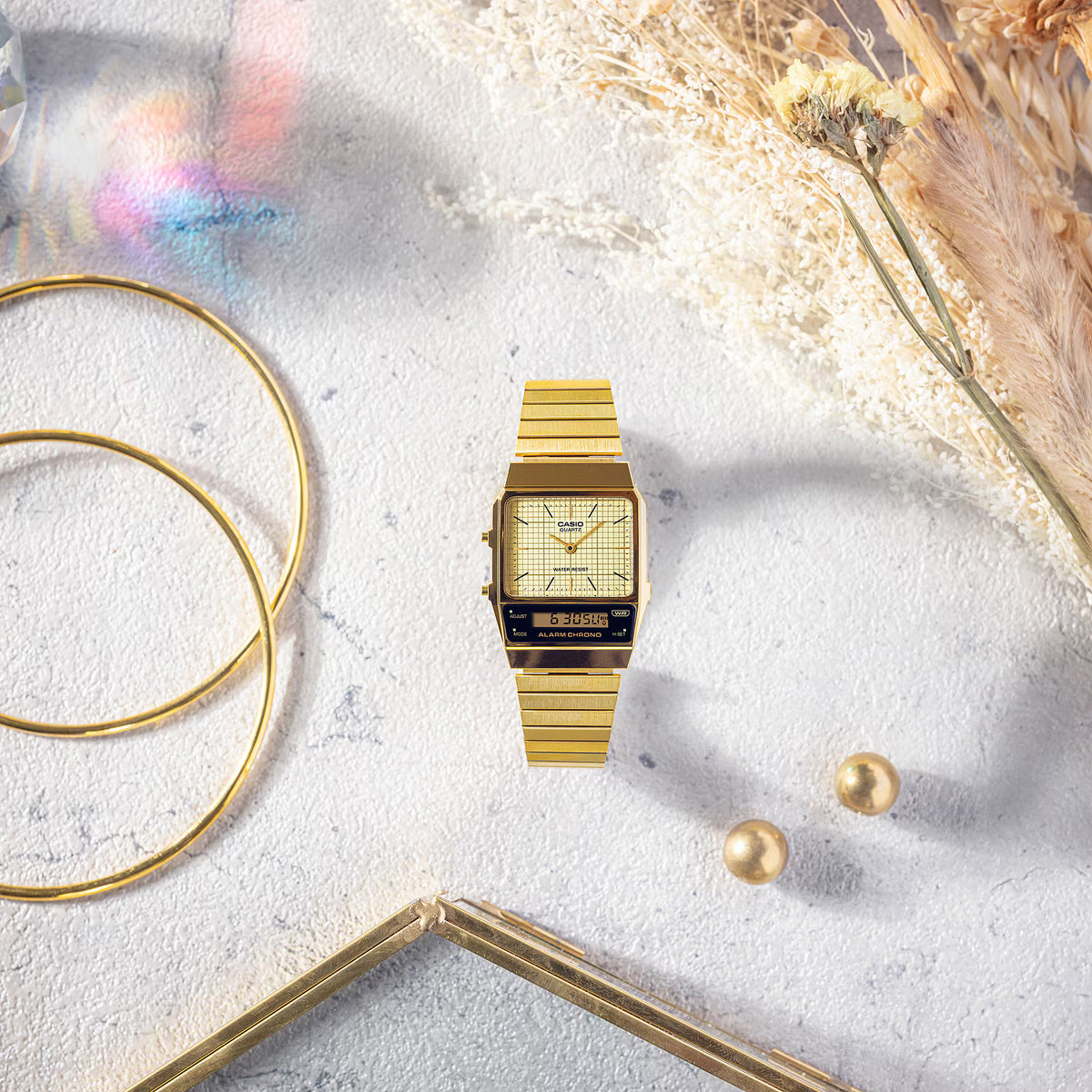 CASIO VINTAGE GOLDEN UNISEX WATCH A1000 Series AQ-800EG-9A (D282)