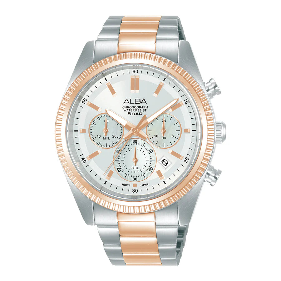 ALBA AT3K14X1 Chronograph Silver Dial Stainless Steel Strap Men Watch