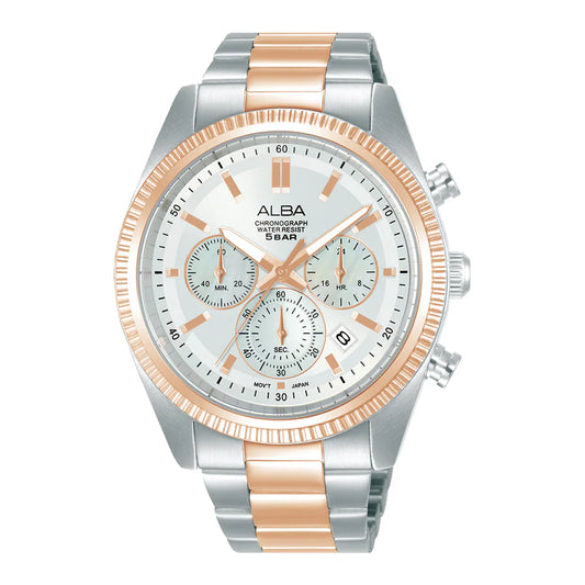 ALBA AT3K14X1 Chronograph Silver Dial Stainless Steel Strap Men Watch
