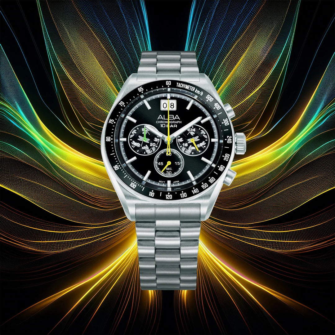 AU5025X2 Black Sunray Dial Chronograph Watch With Additional Strap