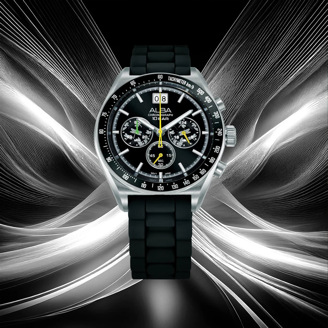 AU5025X2 Black Sunray Dial Chronograph Watch With Additional Strap