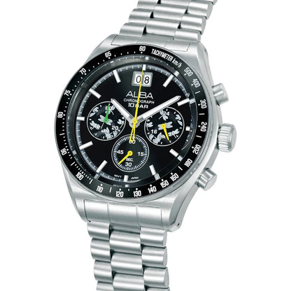 AU5025X2 Black Sunray Dial Chronograph Watch With Additional Strap