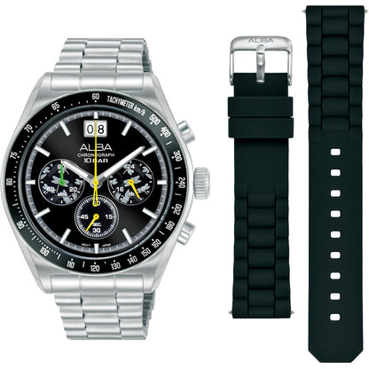 AU5025X2 Black Sunray Dial Chronograph Watch With Additional Strap