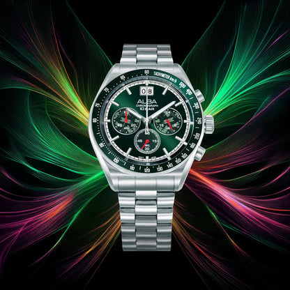 AU5027X2 Green Sunray Dial Chronograph Watch With Additional Srap