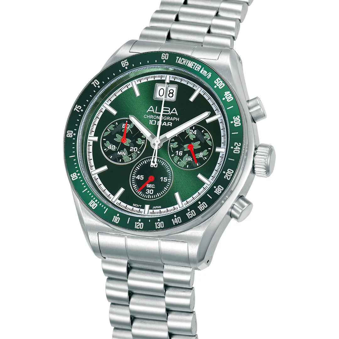 AU5027X2 Green Sunray Dial Chronograph Watch With Additional Srap