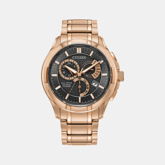 Citizen Eco-Drive Perpetual Calender Men Brown Dial Chronograph Stainless Steel Watch BL8163-50X